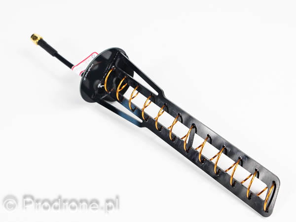 Antena helikalna PRO 12 zwojów 5.8 GHz 14 dBi v2 (SMA), 10 szt. – widok z boku pod kątem