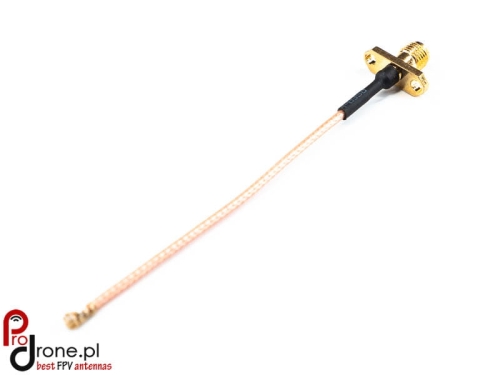Flange Mount Panel pigtail connector RG178 cable 10cm – side view